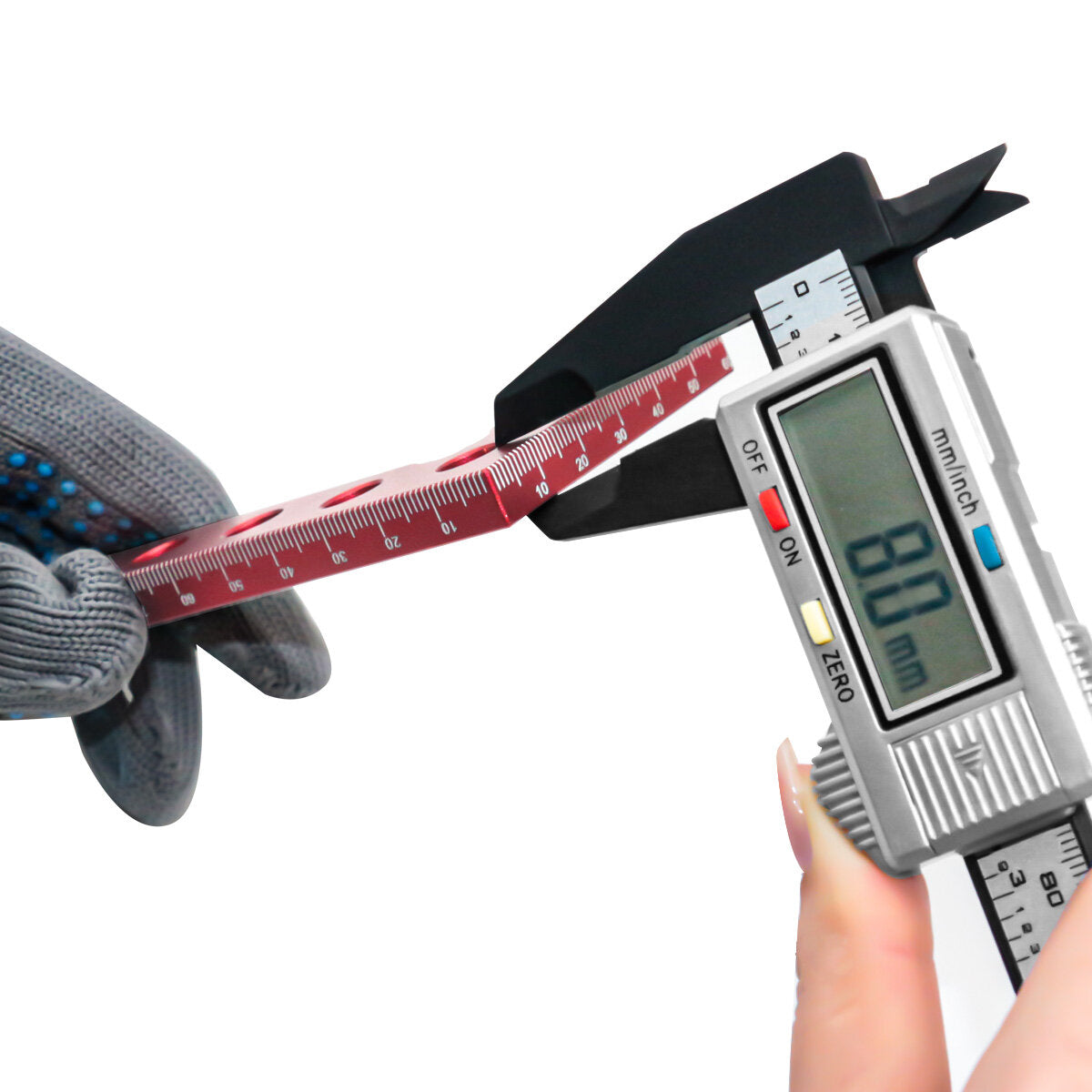 Compact Aluminum Carpenter Square Ruler - Precise Measurements, Multi-Function Tool, Portable Design, Red, 100x60mm