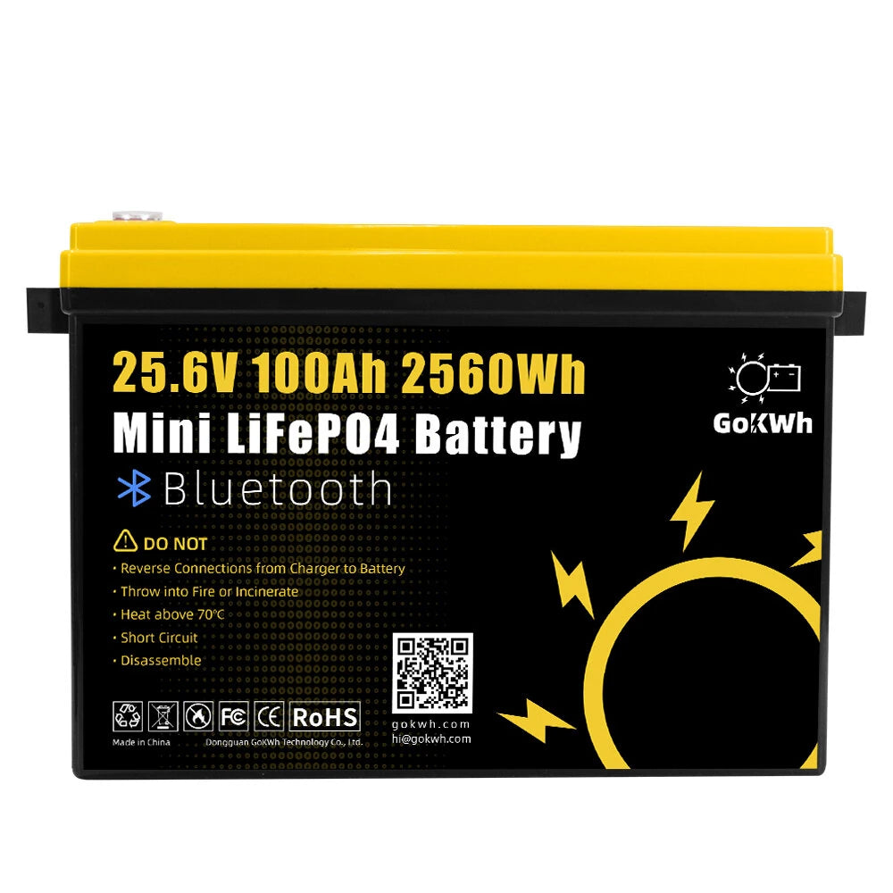 24V 100Ah LCD Energy Storage Box 2560Wh Solar Lithium Ion LiFePO4(LFP) Battery for RV Boat Home Energy Storage
