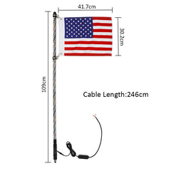 4/5ft Lighted LED Car Whip Lights 5050RGB Flagpole Lamp w/Flag + Remote For Jeep ATV UTV