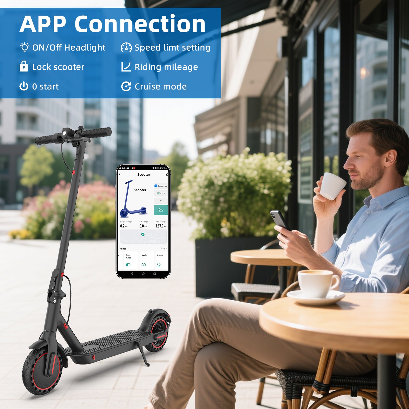 lectric Scooter, 36V 10Ah Battery, 350W Motor, 8.5 Inch Tires, Top Speed 25-30KM/H, 120KG Max Load, Folding E-Scooter