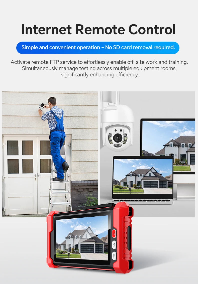 IPC Camera Tester 8 Inch Touch Screen 12V 24V HDMIVGA PoE TDR VFL CVBS AHD TVI CVI IP Camera Tester Optical Power Meter