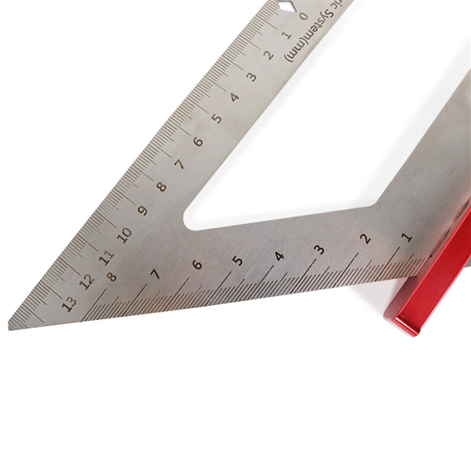 Durable Stainless Steel & Aluminum Triangle Ruler, 0-140MM, Metric/Imperial, Lightweight, Blue/Red