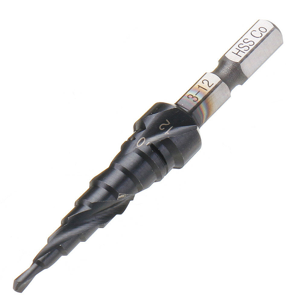 M35 Cobalt Step Drill Bit 3-12/4-12/4-20mm TiAlN Coated Step Drill 1/4 Inch Hex Shank