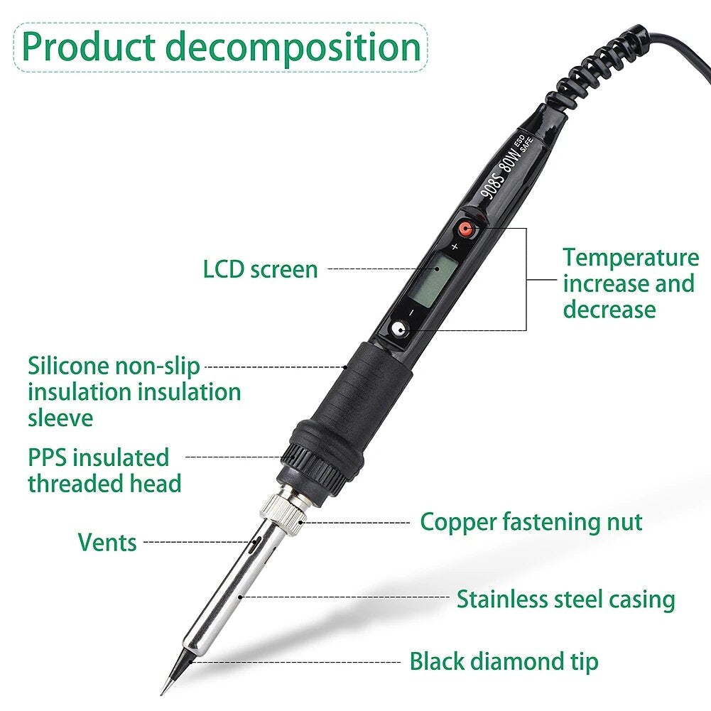 14 Pieces Soldering Iron Kit 60W Adjustable Temperature Welding Soldering Iron