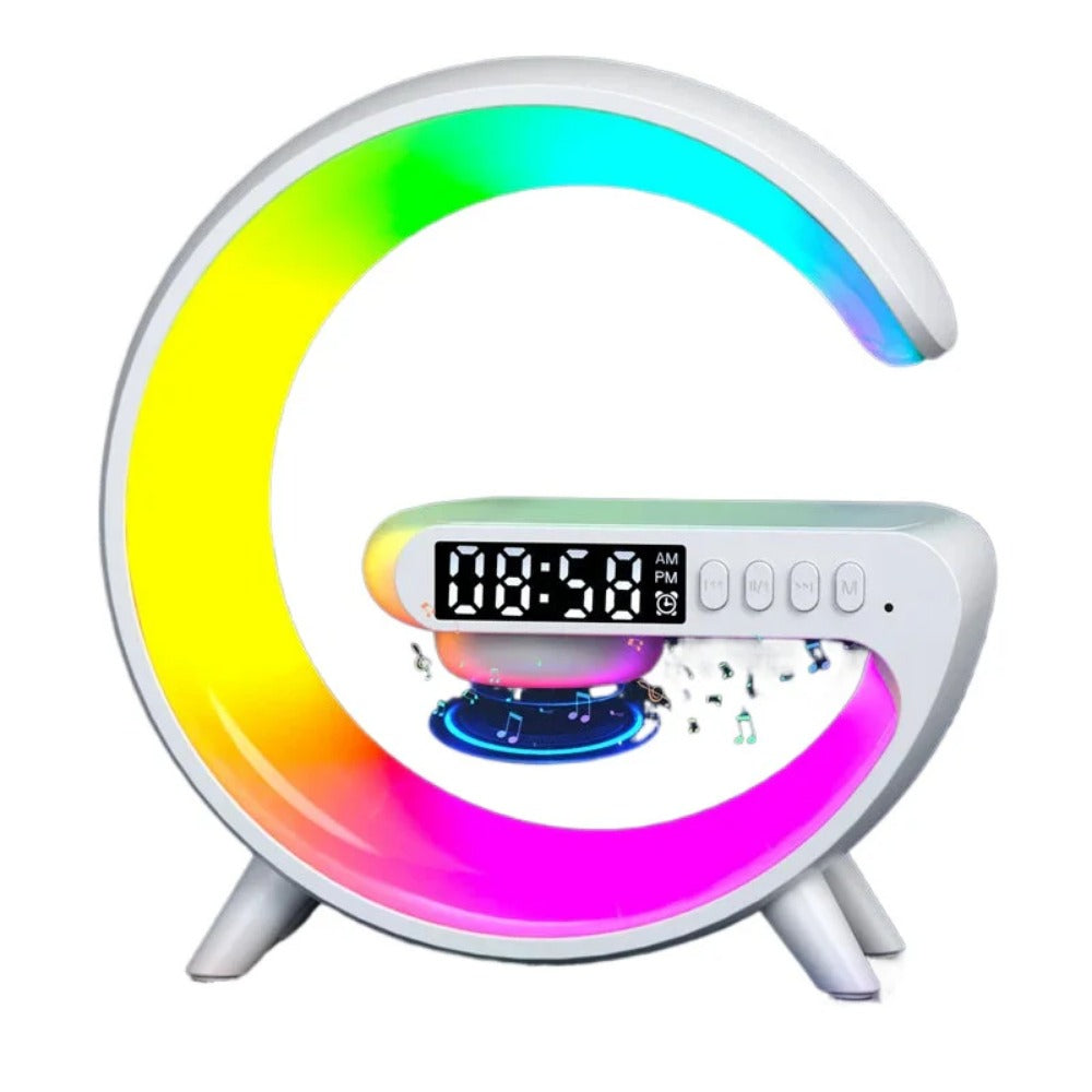 15W Fast Wireless Charging Bedside Lamp with Bluetooth Speaker, 9 Light Modes, AUX & TF Card Support, Mini Size