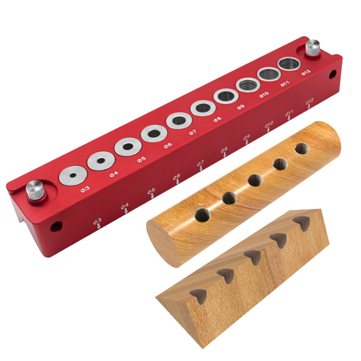 High-Precision Woodworking Hole Positioner with 45° Drilling, Laser-Engraved Scales, Durable Aluminum Alloy, 3-12mm Range