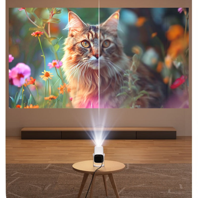 Portable Bluetooth Projector with Android OS, Wi-Fi 6, 350 ANSI Lumens, Auto-Focus, 270� Rotation, Netflix & YouTube, EU Plug