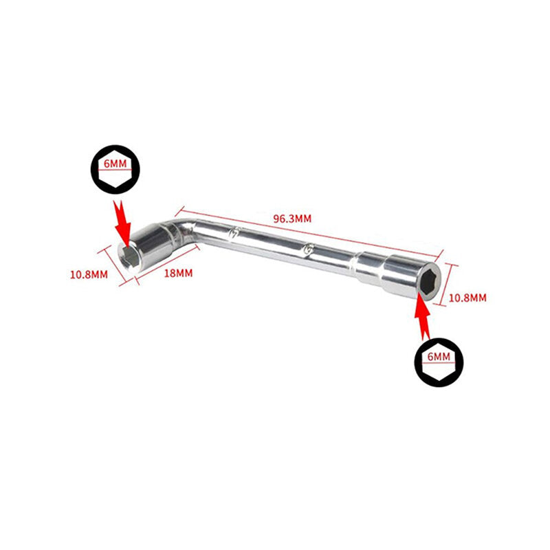 Chrome Plated Double End Perforated L-shaped Socket Wrench E3d/mk8 Nozzle Socket Mini Wrench Pipe Wrench