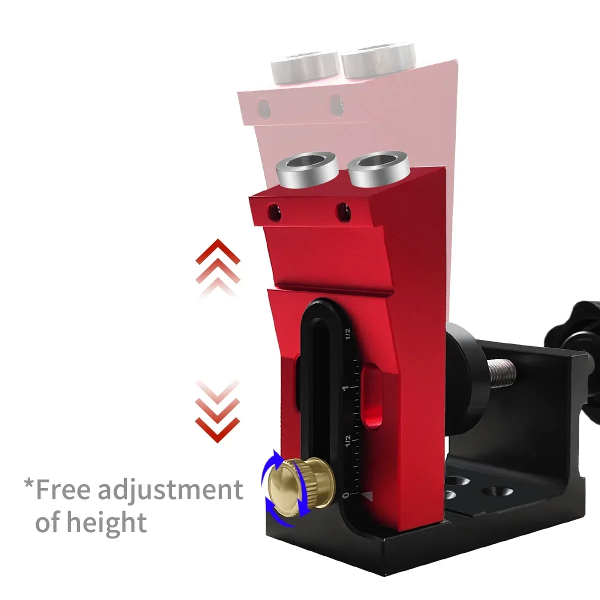 Aluminum Alloy Pocket Hole Jig Kit with 15-Degree Locator, 9.5mm Drill Bit, Metric/Imperial Scale for Woodworking