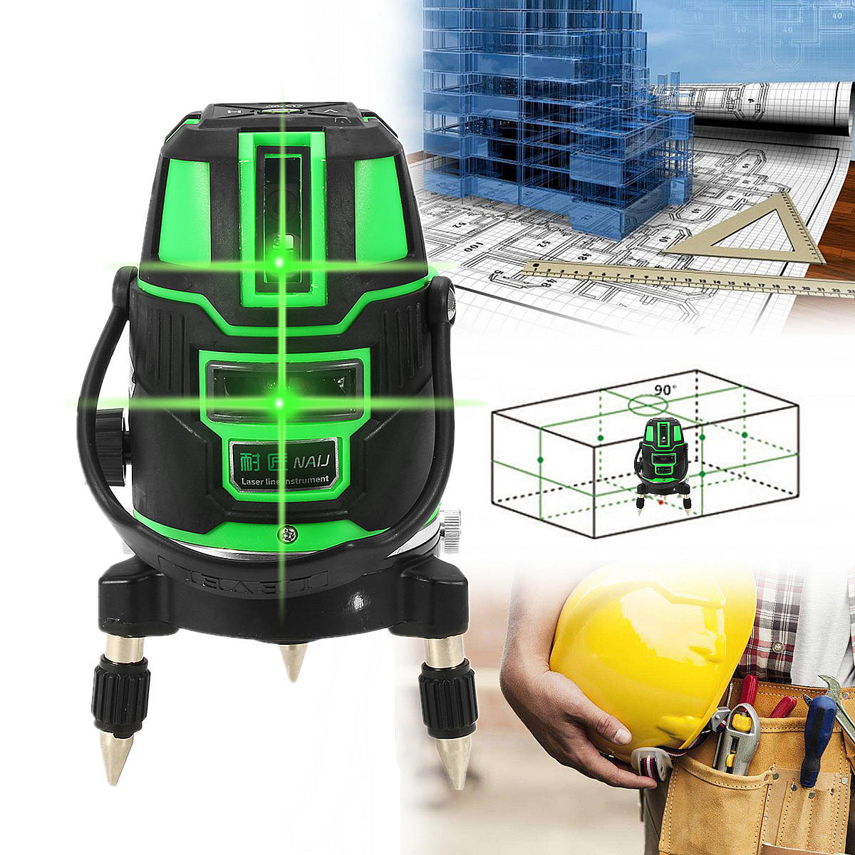 Green Laser Level 2Line 3Line 5Line Cross Lines Self-Leveling 360 Rotary Measure Tool