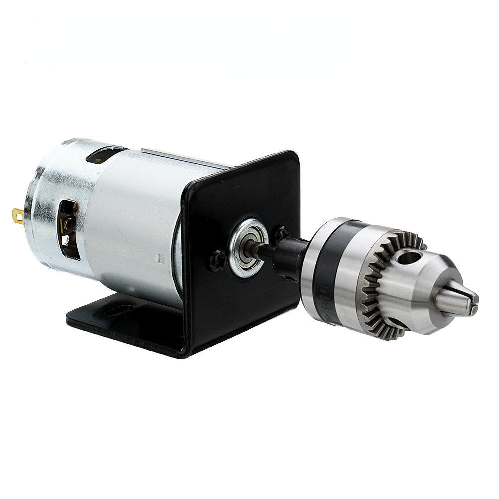DC 12V Lathe Press 775 Motor With Miniature Hand Drill Chuck and Mounting Bracket