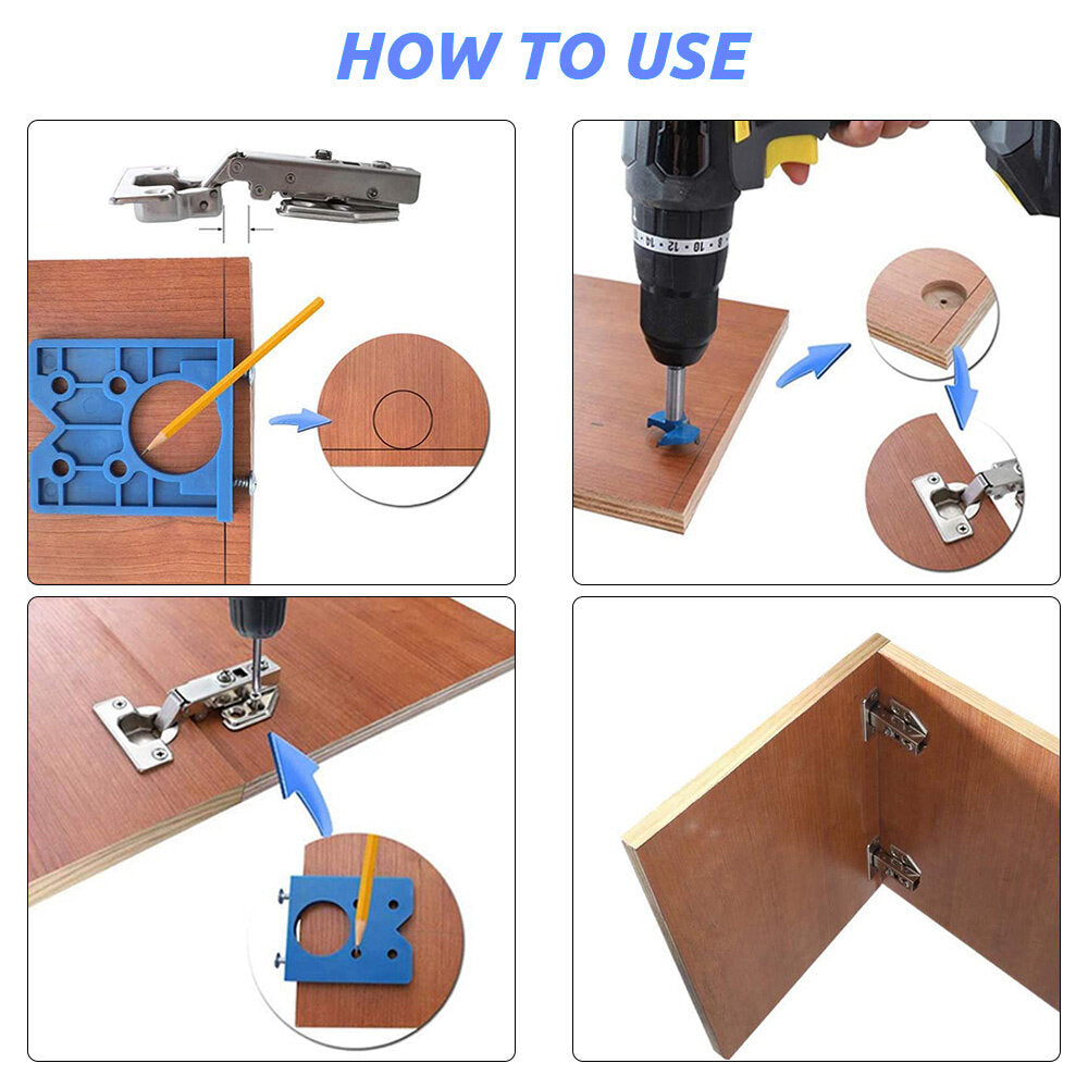 35mm Hinge Drilling Jig Set - Precision Woodworking Tool for Accurate Hole Positioning & Easy Use