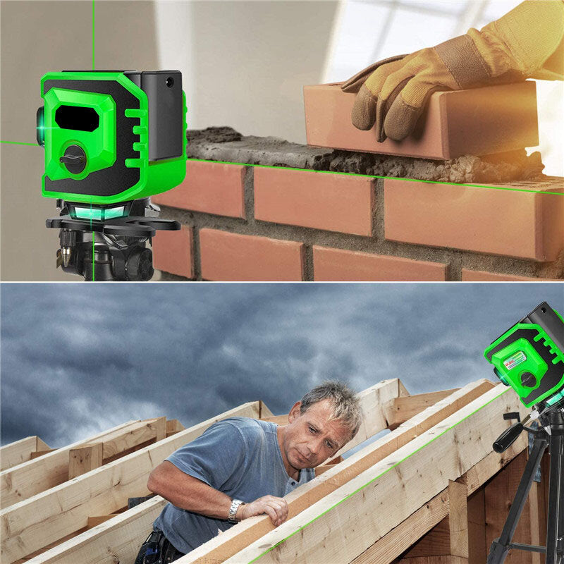 360 Rotary 12 Lines 3D Green Laser Level Cross Horizontal Measure Self Leveling