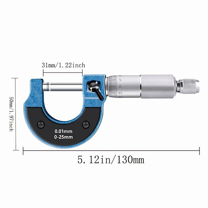 Outside Micrometer Metal Caliper Measuring Tools With Ratchet Stop And Lock Nut