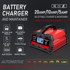 GreenZech Elite Smart Battery Charger | 20A & 30A High-Power Models | 12V/24V Professional LiFePO4 & Lead-Acid Maintainer