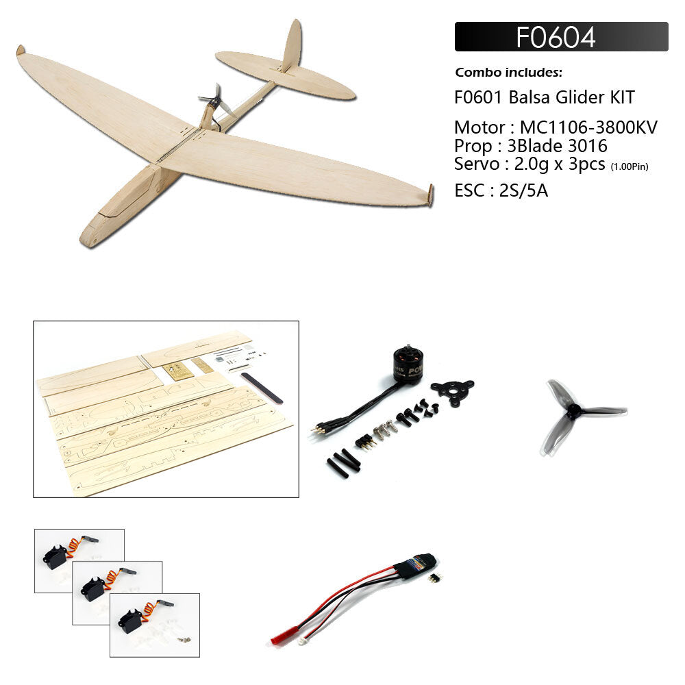 620mm Wingspan Balsa Wood RC Airplane Glider KIT/PNP