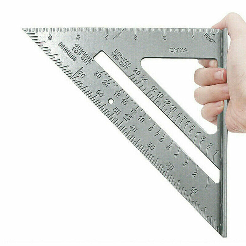 7" Aluminum Alloy Triangle Ruler - 45° Right Angle Gauge for Woodworking & Decoration, 1mm Resolution