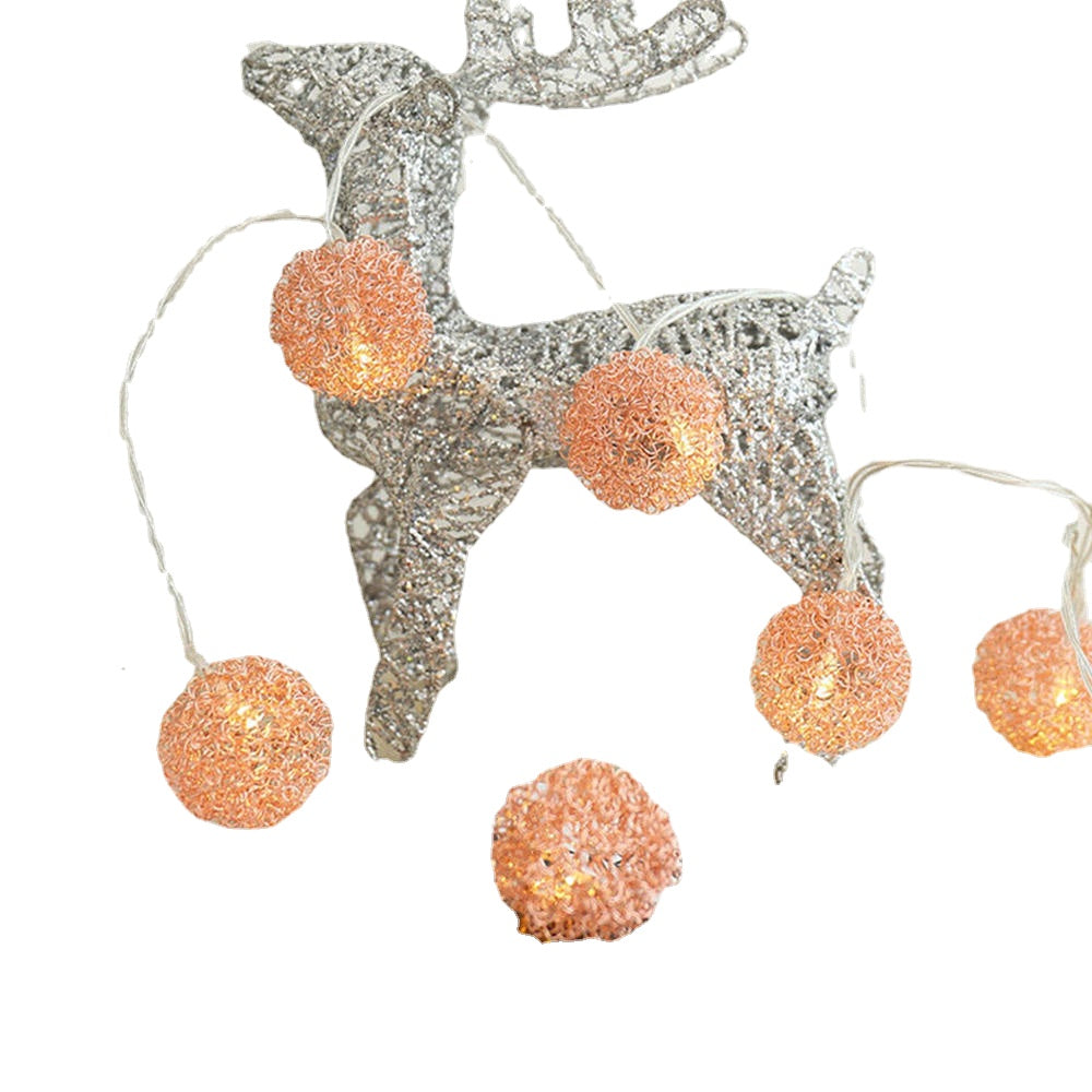 1.5M 3M Battery Operated Rose Gold Ball Shaped LED String Light for Christmas Decor DC3V