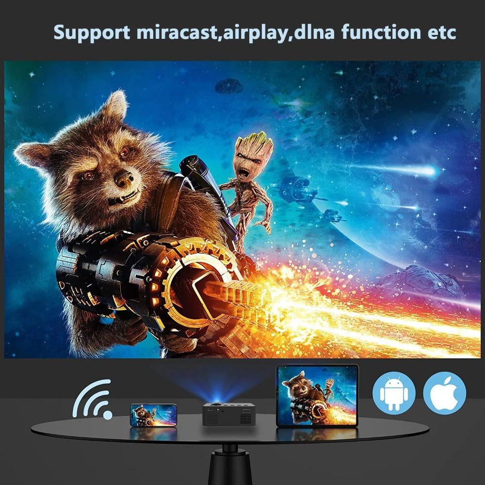 Mini Wifi Smart Portable Outdoor Projector Full HD1080P Office Home Theater Movie Wireless Same Screen Projector