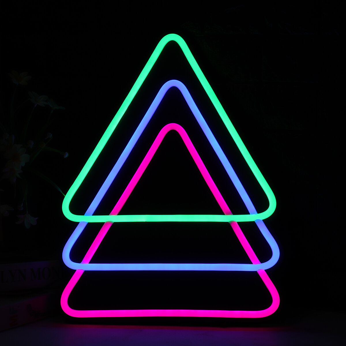Triangle LED Neon Sign Light Hanging Party Store Visual Artwork Lamp Wall