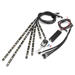 6x White 18LEDs Wireless Remote Car Motorcycle Frame Lights Flexible Neon Strips