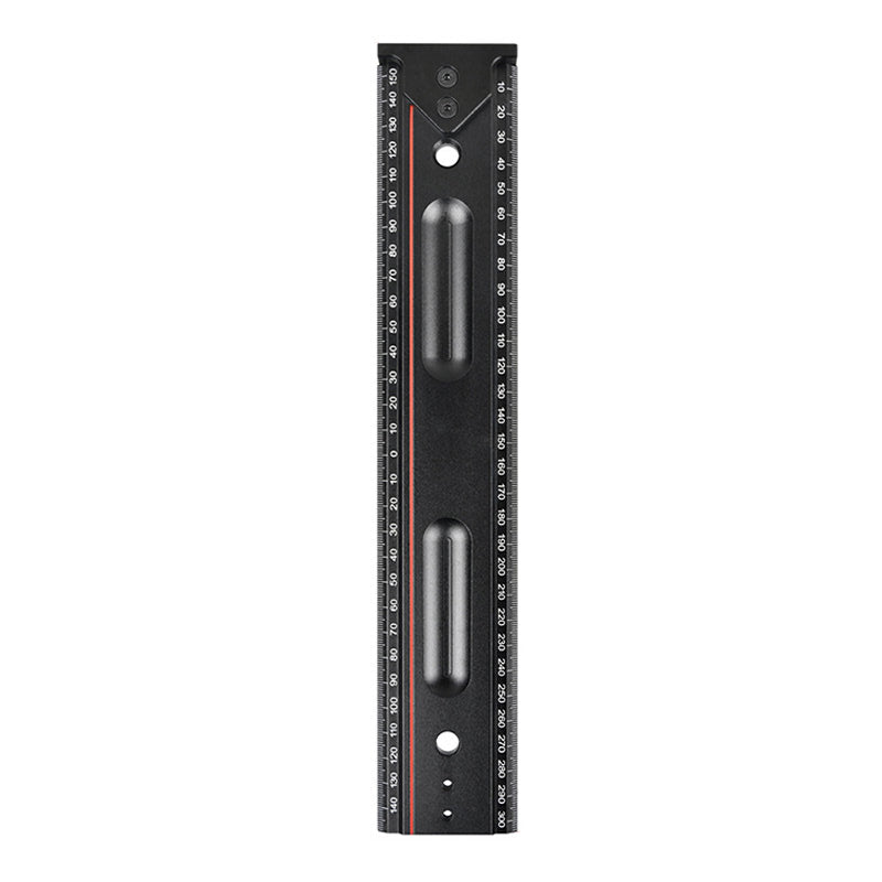 Multi-Use Aluminum Ruler with Laser Engraving, Durable Design, Adjustable Angles - Black & Red Options Available