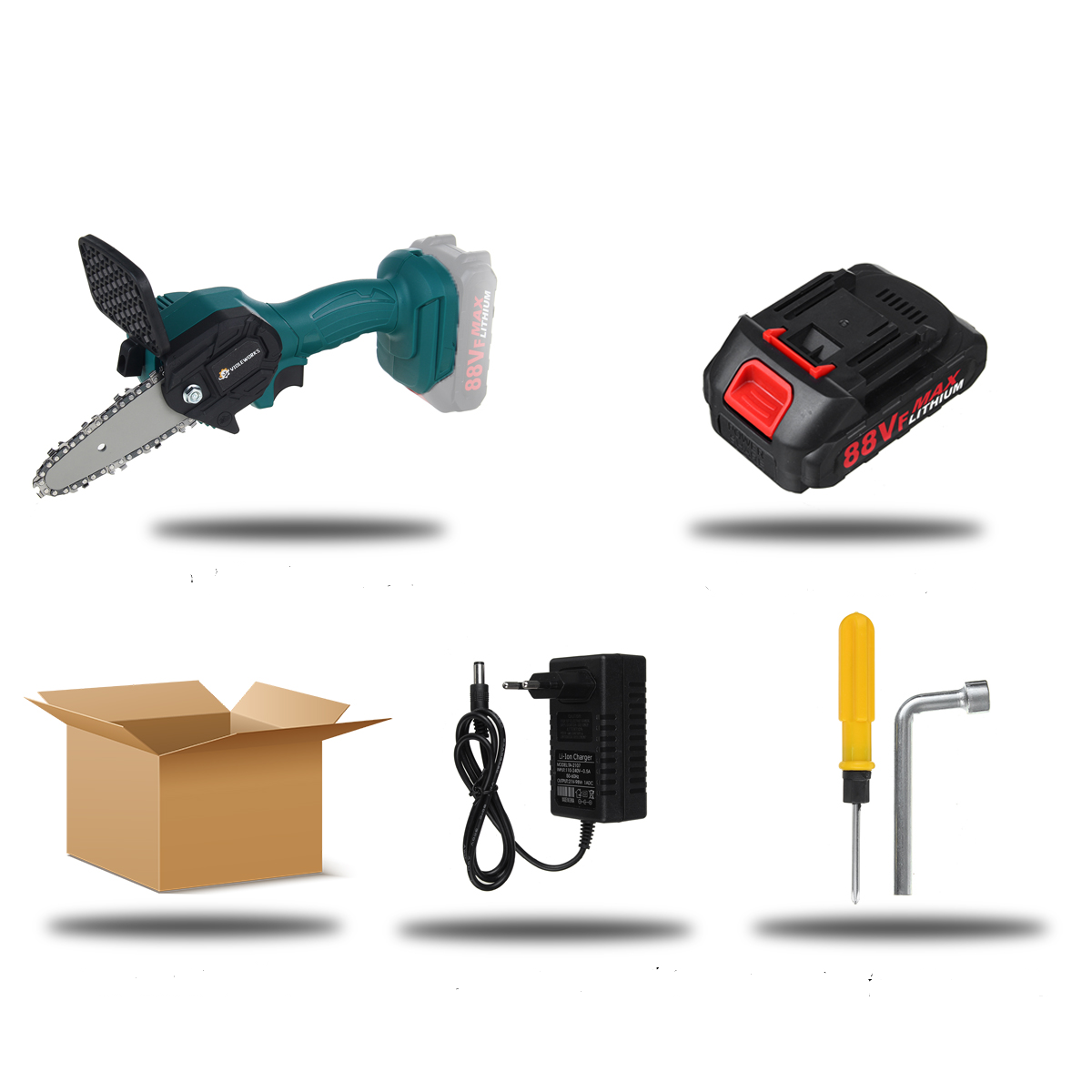 88VF Electric Chain Saws Cordless 4 Inch One Hand Saw Woodworking Cutting Power Tools