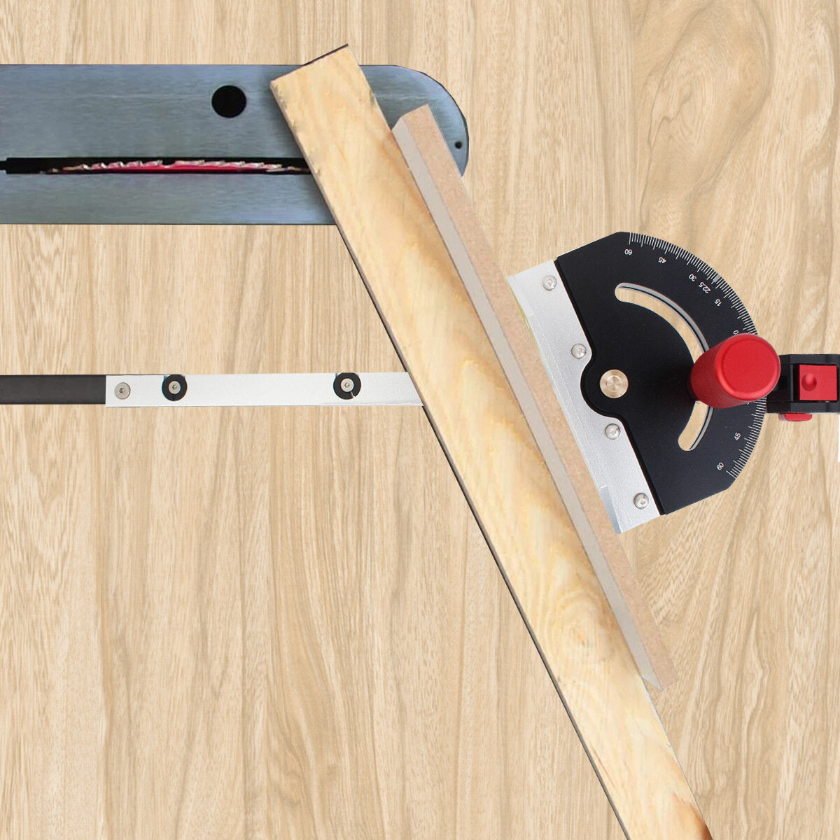Aluminum & Plastic Table Saw Miter Gauge, Adjustable -60° to +60°, Fits 30mm/45mm T-track, Includes 1 Gauge