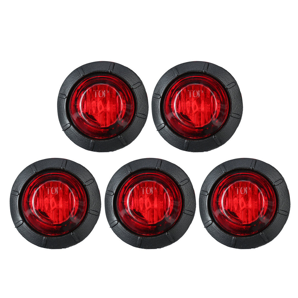 5pcs 24V Round LED Side Marker Light Indicator Lamp Truck Trailer Caravan Van