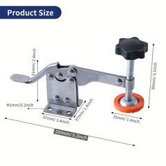 Quick-Release Horizontal Toggle Clamp, 0-35mm Adjustable, Durable Stainless Steel, Anti-Slip Handle for Woodworking
