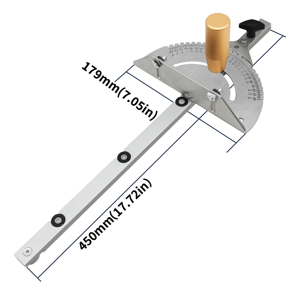 Universal Precision Miter Gauge for Table Saws - Compatible with Dewei 744/745, Haiwei, Steel Saws, 27 Angle Stops
