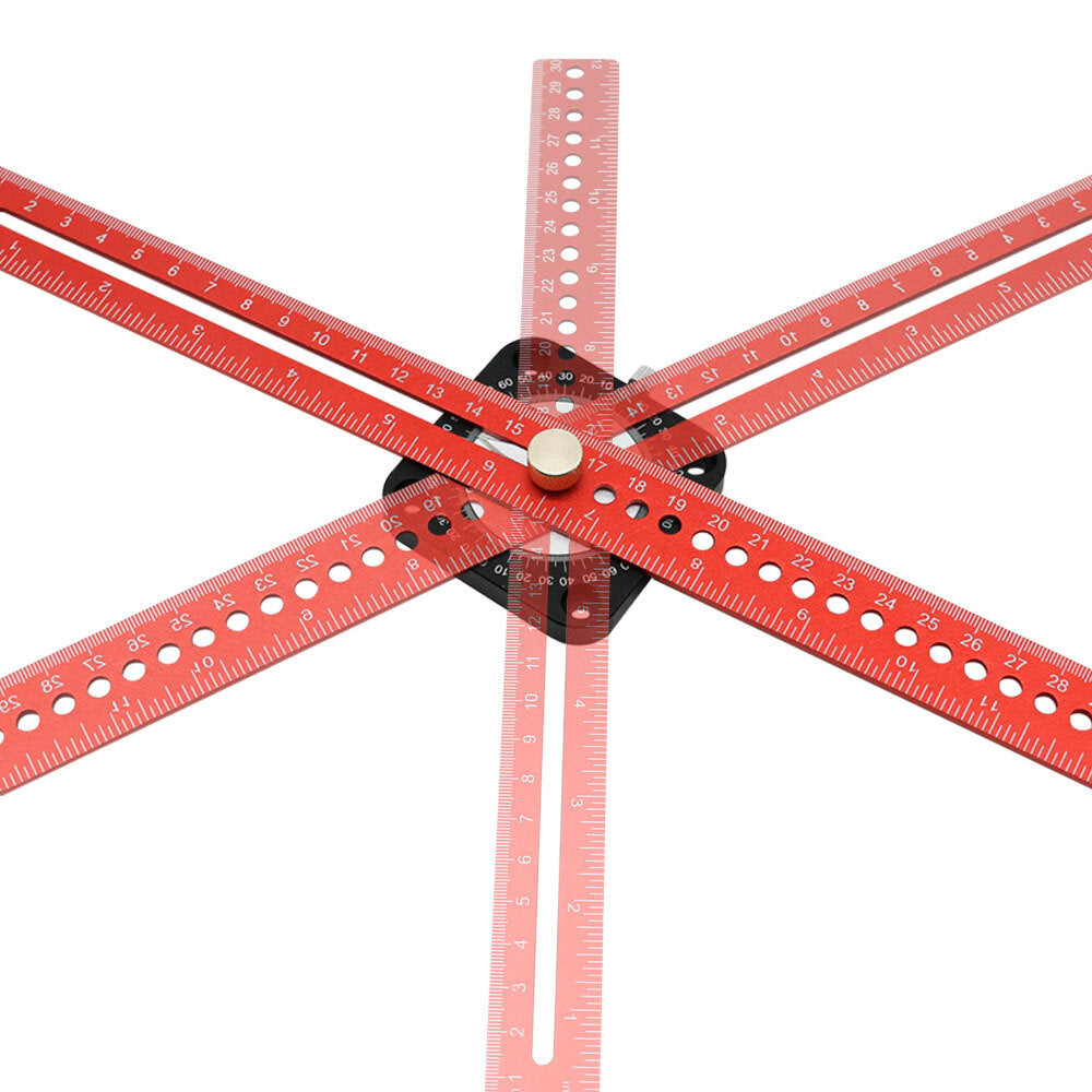 360° Compass Angle Marking Ruler - 30cm Aluminum Alloy, Dual Scale, Ergonomic Design for Precision Measurement