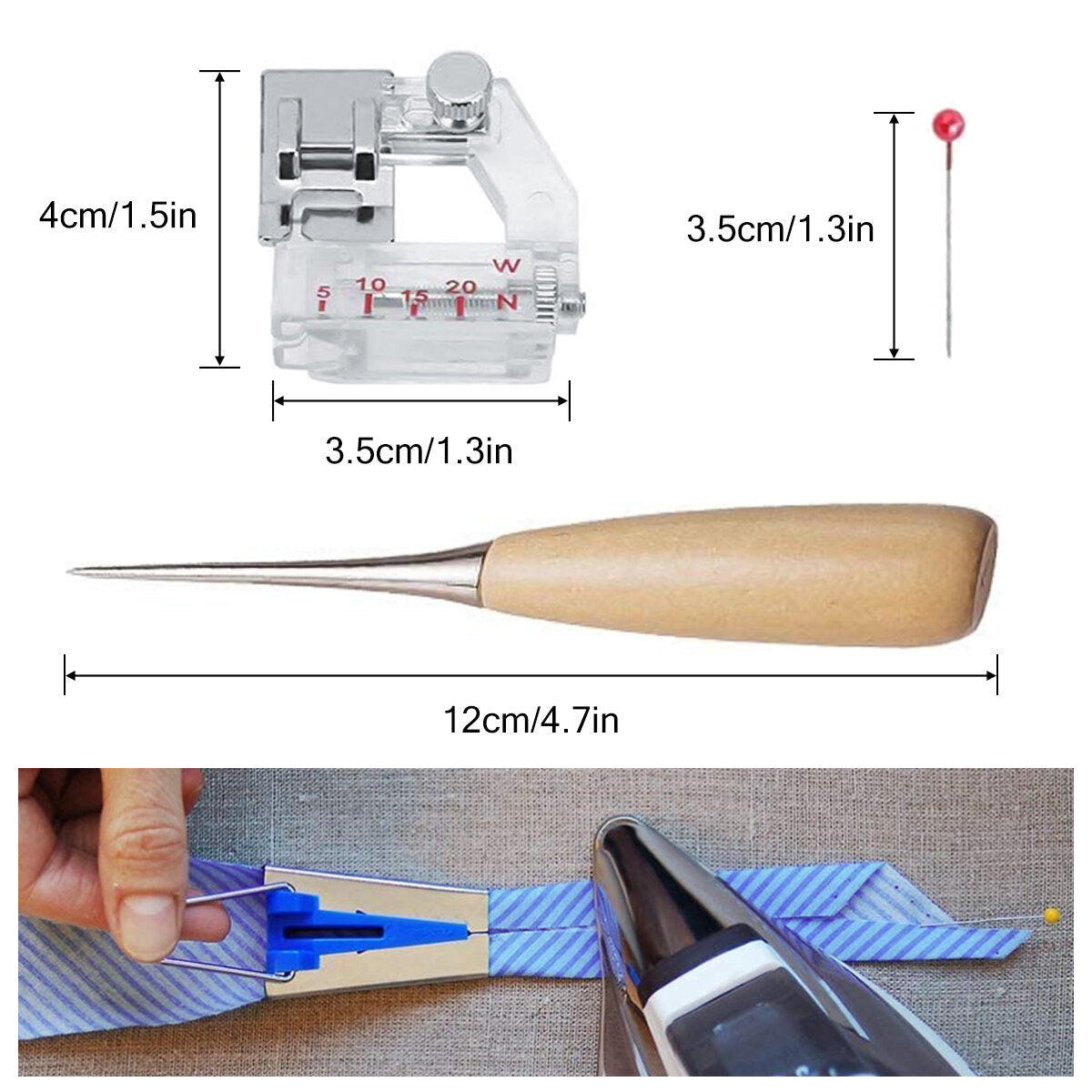 Sewing Tape Maker Kits 4 Sizes 6MM 12MM 18MM 25MM Household DIY Fabric Patchwork Sewing Accessories
