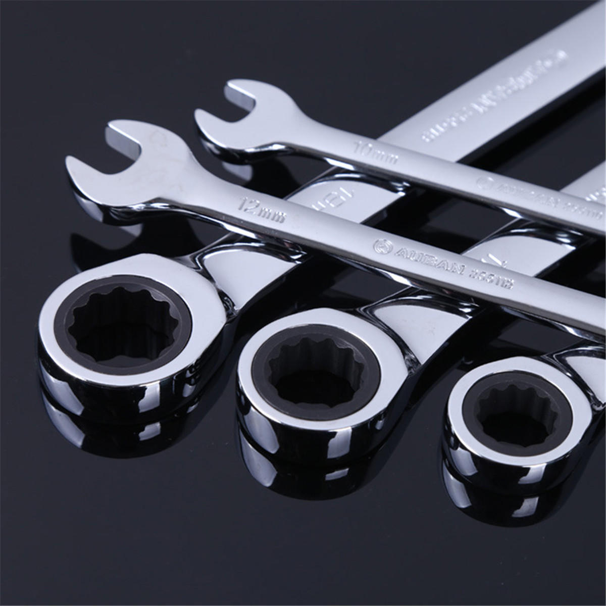 8-32mm Steel Silver Metric Spanner Open End Wrench Ratchet Ring Mechanic Tool