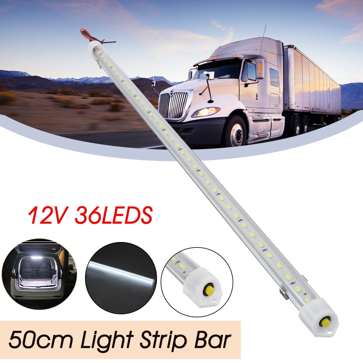 12/24V LED Car Interior Light Strip Bar Van Bus Caravan Truck ON/OFF Switch