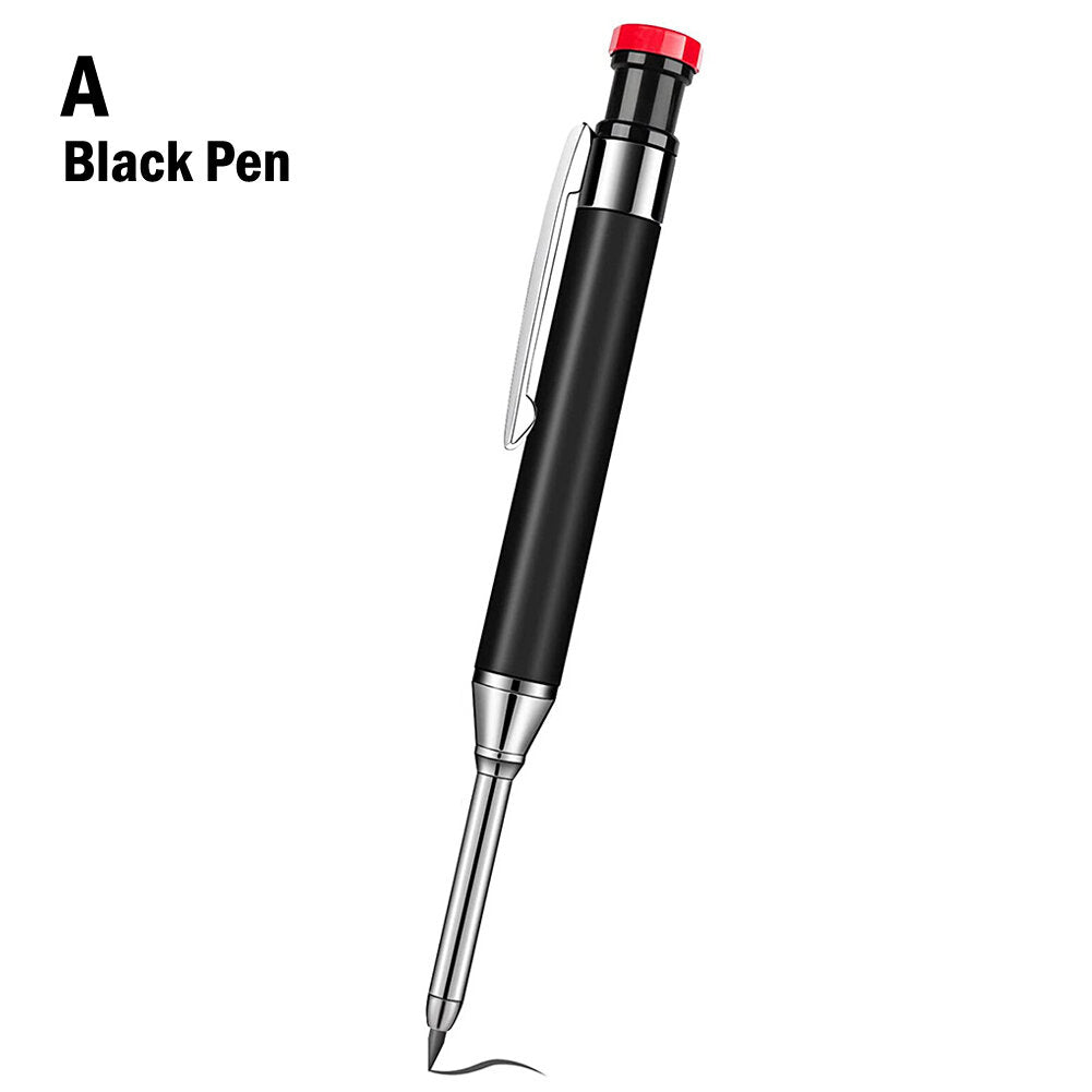 Metal Carpenter Pencil with Built-in Sharpener, Deep-Hole Tip, Marks on Various Surfaces, 154mm Length