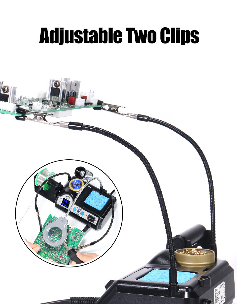Clips Soldering Iron with Optional Magnifier Lamp Digital Display Electric Soldering iron Kit Set Soldering Station