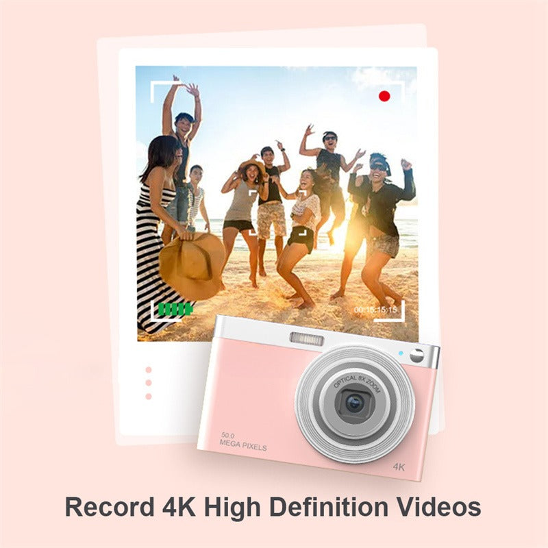 4K 50MP Digital Camera Video Camcorder 2.88" IPS Screen AF 8X Zoom 750mAh Portable Mirrorless Camera