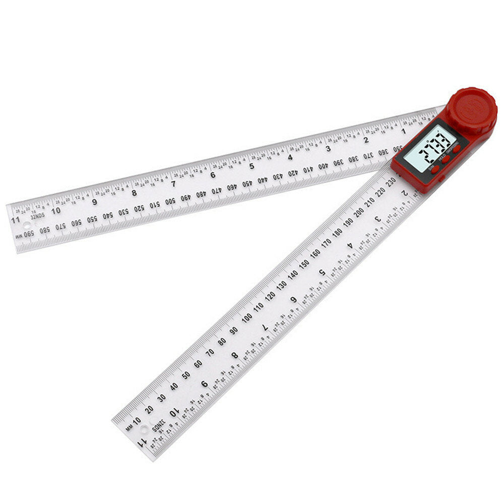 2 in 1 200/300mm Transparent Digital Angle Ruler 360 LCD Display Inclinometer