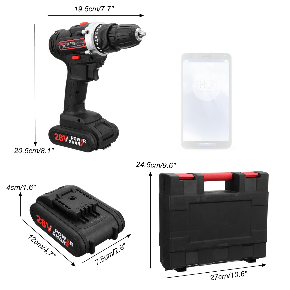 28V Cordless Power Drills Double Speed Electric Drill