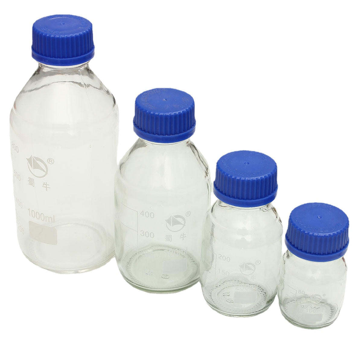 Experiment Glass Reagent Bottles Blue Screw Cap 100ml 250ml 500ml 1000ml