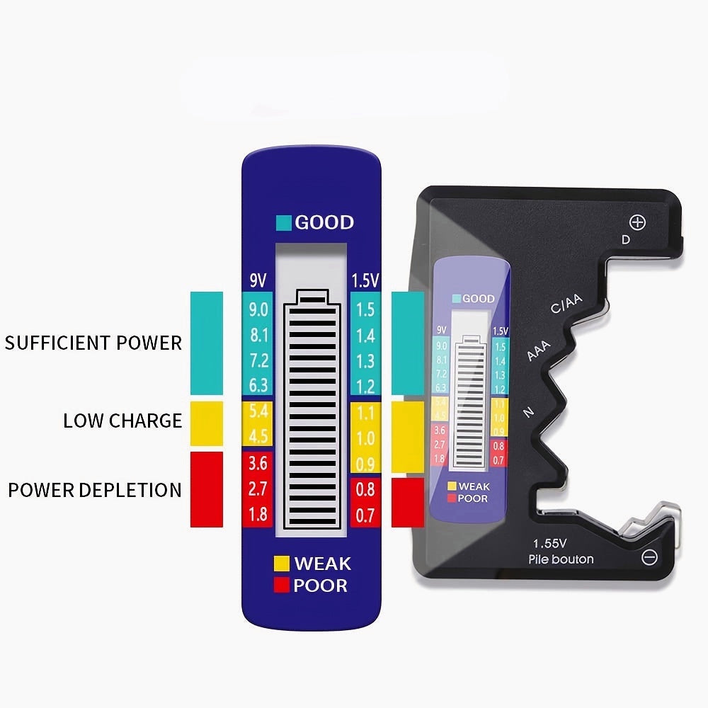 Battery Tester Digital LCD Display 9V 1.5V Capacitance Diagnostic Tool