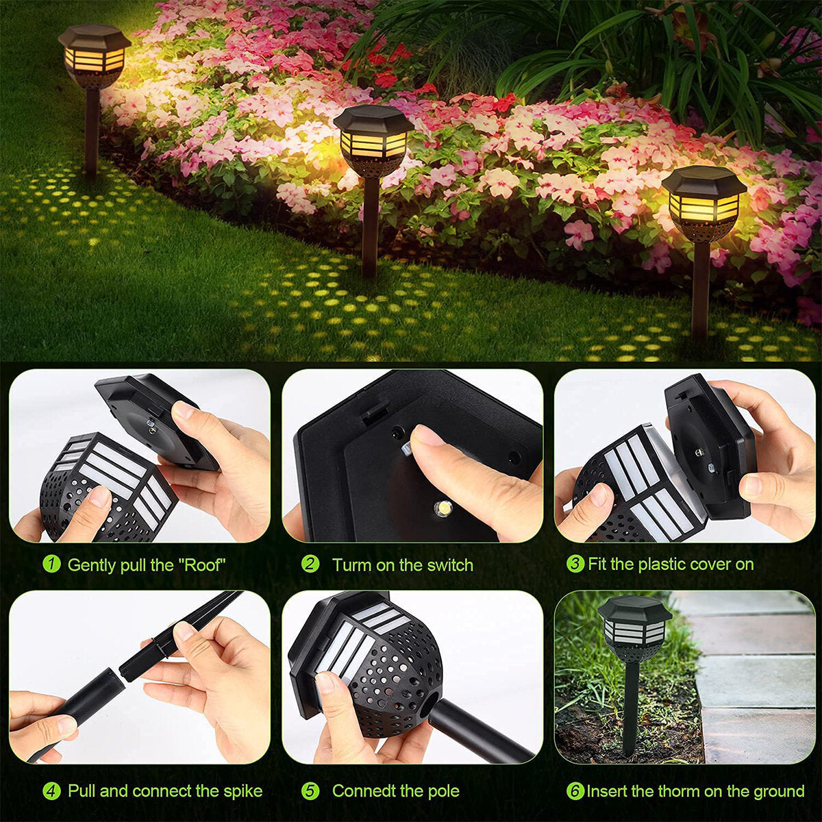 2/4/8pcs Solar Lawn Lights Landscape Garden Villa Decor Lamps LED Ground Lights Plugged