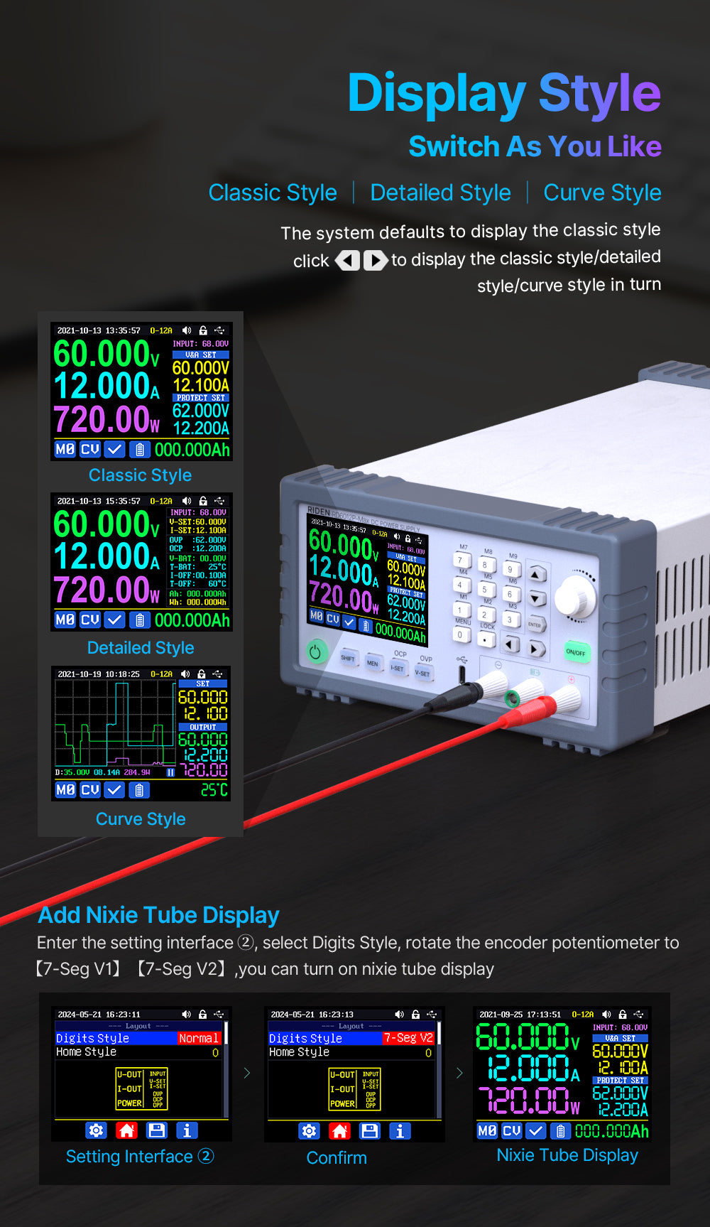 720W 60V 12A Completed Set 5 Digit AC to DC Laptop Mobile Phone Repair Regulated Power Supply