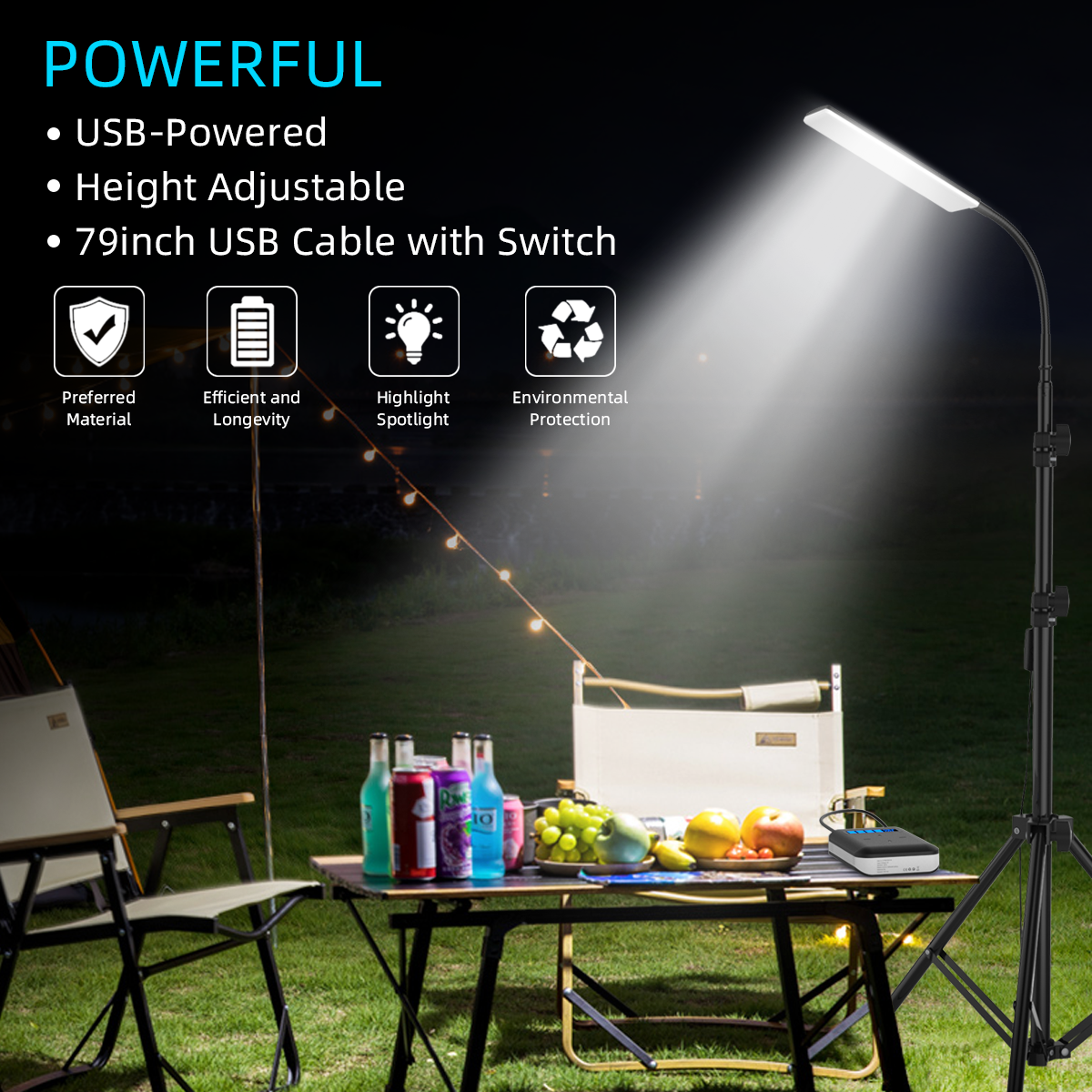 Upgraded Head 84*LED 1.8m Adjustable Tripod Stand Light Portable Outdoor LED Work Lamp Photography Fill Emergency Camping Lantern