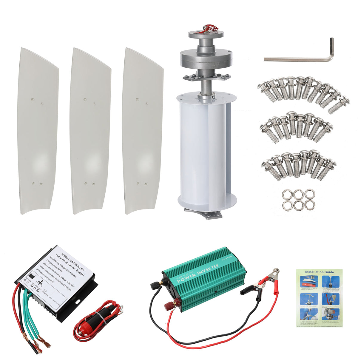 Wind Turbine Generator 100W 12V 24V Low Start-up Wind Speed Nylon Fiber Blades Permanent Magnet Levitation Generator Renewable Energy System