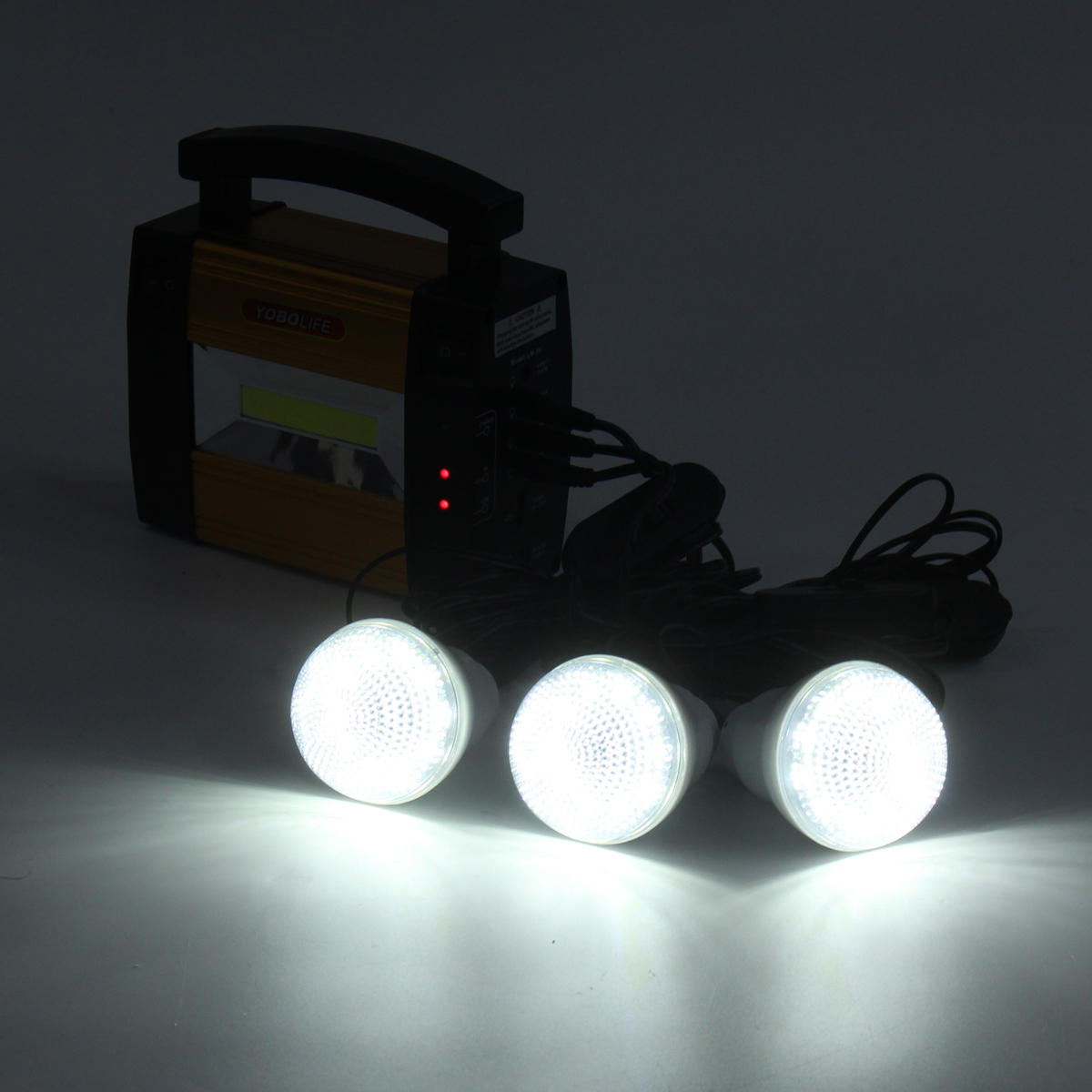 110- 240V Solar Power Panel Generator Solar Powered System 3 LED Lamps Generator