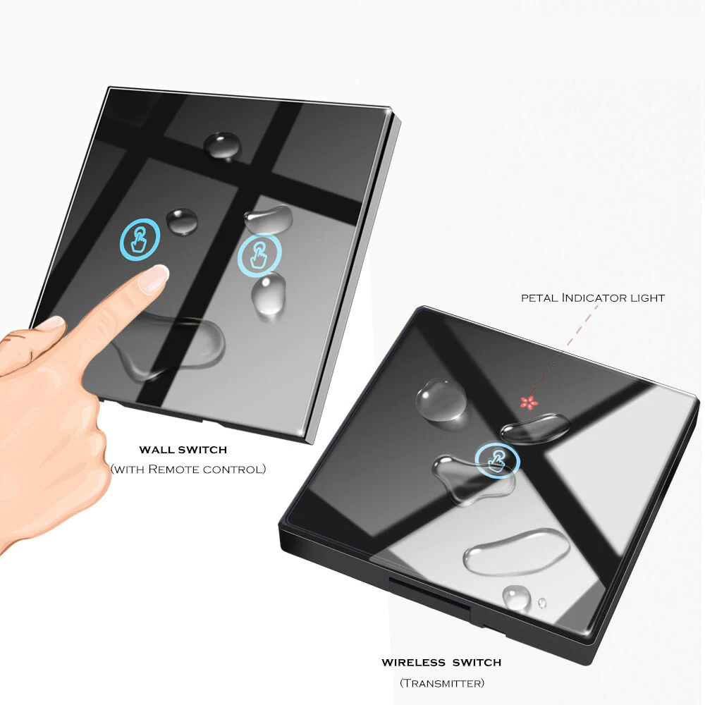 White Smart Wireless Touch Switch Light 433MHZ Wall RF Remote Control Glass Screen Wall Panel 110V 220V LED Lamp