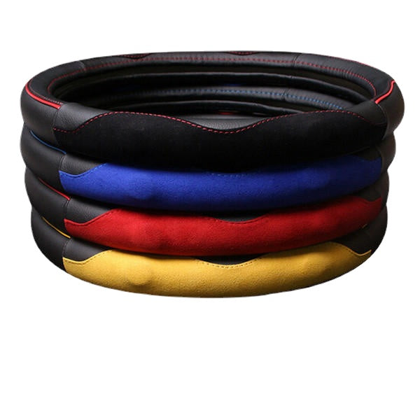 38cm Leather Car Auto Steel Ring Wheel Glove Cover Multicolor