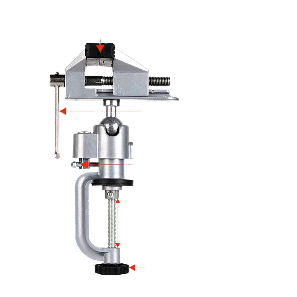 360° Rotating Aluminum Clamp-on Bench Vise for Drills & Grinders - Durable, Stabilizing, Wide Clamp Opening
